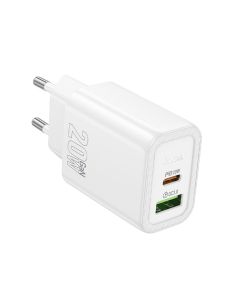 Phone charger Hoco USB A + USB C QC3.0 PD 3A 20W N61 white