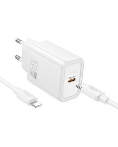 Phone charger Hoco USB C QC PD 30W + cable USB C to Lightning N62 white