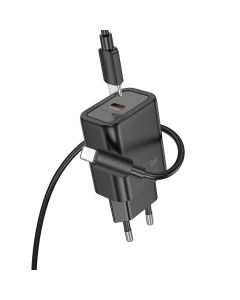 Phone charger Hoco USB C QC PD 30W + cable USB C to Lightning N62 black
