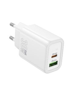 Phone charger Hoco USB A + USB C QC3.0 PD 3A 30W N63 white