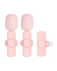 Wireless lavalier microphone Lightning double with long hair (2 in set) K1 pink