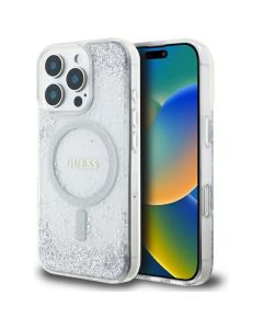 GUESS case for IPHONE 16 Pro compatible with MagSafe GUHMP16LRGRGES (Resin Gradient Glitter) silver