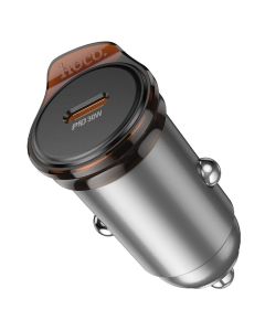 Car charger Hoco USB C QC PD 30W NZ16 metal gray