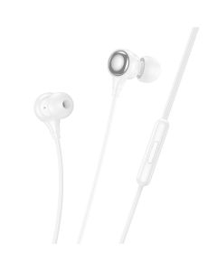 HOCO wire earphones Jack 3 5 mm with microphone M116 white