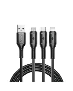 WiWU - Starlink Series Data Cable Wi-045E 3w1 USB A to USB C  Micro USB  Lightning 3 1A 1m - black