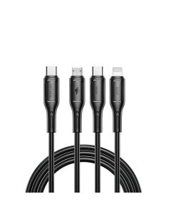 WiWU - Starlink Series Data Cable Wi-046E 3w1 USB C to USB C  Micro USB  Lightning 60W 1m - black