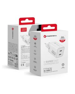 Phone charger Forcell F-Energy Mini GaN III 2 x USB C PD QC4.0 45W VT-36B white