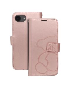 MEZZO Book case for IPHONE 16e (SE 4 2025) teddy bear rose gold
