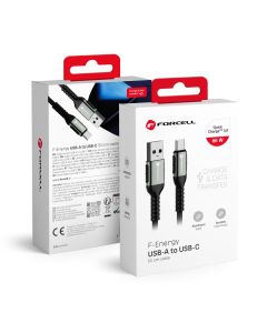 Cable USB A to USB C Forcell F-Energy QC4.0 3A 66W Cafule 0 5 m C256 black