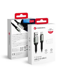 Cable USB A to USB C Forcell F-Energy QC4.0 3A 66W Cafule 0 25 m C256 black