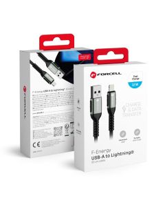 Cable USB A to Lightning Forcell F-Energy 2 4A 12W Cafule 0 5 m C257 black