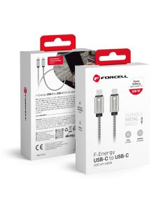 Cable USB C to USB C Forcell F-Energy QC4.0 PD 5A 100W E-Mark Metal 2 m C239 silver