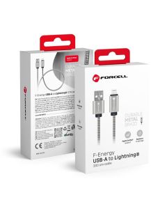 Cable USB A to Lightning Forcell F-Energy 2 4A 12W Metal 2 m C236 silver