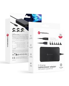 FORCELL F-ENERGY E856 uniwersal laptop charger 90W (6 adaptors) - czarny