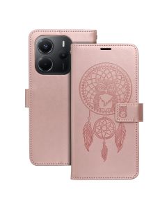 MEZZO Book case for XIAOMI Redmi Note 14 4G (GLOBAL - 164 84mm x 78 15mm x 8 16mm) dreamcatcher rose gold