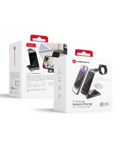 Wireless charger Forcell F-Energy 3in1 Simply Charge aluminium compatible with Apple Watch and Samsung Watch gray