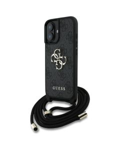 GUESS case for IPHONE 16 GUHCP16SP4GMGCRK (CBDY PU 4G Big Logo W/Cord Strap) black