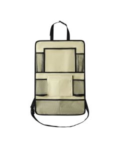 Car organizer for front seats with compartments beige