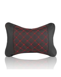 Car headrest pillow with stitching black red