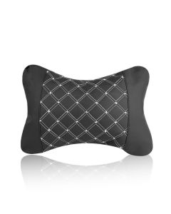 Car headrest pillow with stitching black white