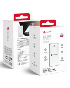Powerbank compatible with MagSafe Forcell F-Energy SuperSlim F5K8 QC4.0 PD3.0 15W 5000 mAh white