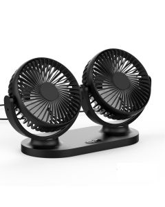 Dual car fan powered by USB black