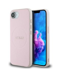 GUESS case for IPHONE 16e (SE 4 2025) compatible with MagSafe GUHMPSE4PGHSMMP (PU Grained Gold Ring) pink