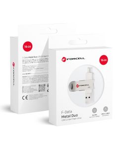 FORCELL F-DATA pendrive Metal Duo 16GB USB3.2 Gen 1 (USB A / Type C) silver