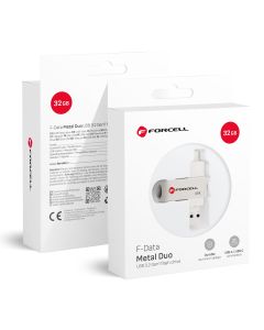 FORCELL F-DATA pendrive Metal Duo 32GB USB3.2 Gen 1 (USB A / Type C) silver