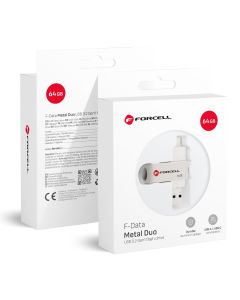 FORCELL F-DATA pendrive Metal Duo 64GB USB3.2 Gen 1 (USB A / Type C) silver