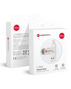 FORCELL F-DATA pendrive Metal Duo 128GB USB3.2 Gen 1 (USB A / Type C) silver