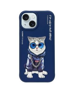 NIMMY case GLASSES COOL CAT for IPHONE 15 blue