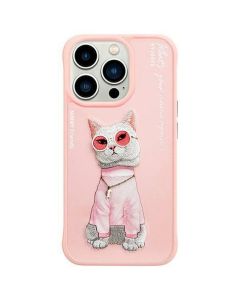 NIMMY case GLASSES COOL CAT for IPHONE 15 Pro pink