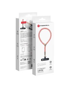 FORCELL F-DESIGN L8X36 wrist phone lanyard with adjustable length (max 18cm in the loop) pink white