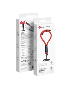 FORCELL F-DESIGN R10X40 wrist phone lanyard with adjustable length (max 20cm in the loop) red