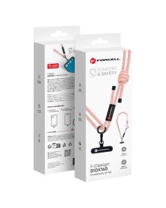 FORCELL F-DESIGN S10X165 crossbody phone lanyard with adjustable length (max 82 5cm in the loop) pink white