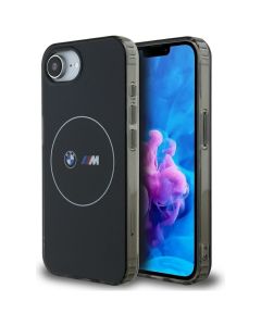 BMW case for IPHONE 16e (SE 4 2025) compatible with MagSafe BMHMPSE424HBMKH (IML Metal White Circle) black