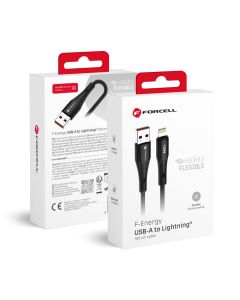 Cable USB A to Lightning Forcell F-Energy 2 4A 12W Silicone 1 m C343 black