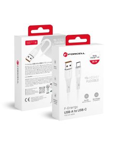 Cable USB A to USB C Forcell F-Energy QC4.0 3A 66W Silicone 1 m C342 white
