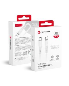 Cable USB C to USB C Forcell F-Energy QC4.0 PD 3A 60W Silicone 1 m C344 white