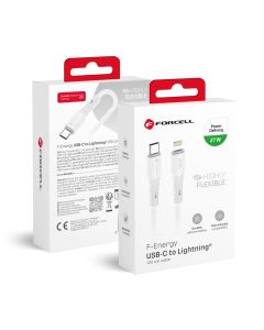 Cable USB C to Lightning Forcell F-Energy PD 3A 27W Silicone 1 m C346 white