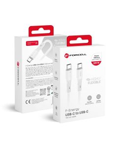 Cable USB C to USB C Forcell F-Energy QC4.0 PD 5A 100W Silicone 1 m C347 white