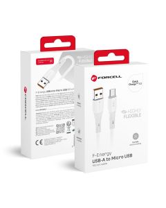 Cable USB A to Micro USB Forcell F-Energy QC3.0 2 4A 18W Silicone 1 m C341 white