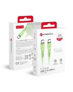 Cable USB C to USB C Forcell F-Energy QC4.0 PD 5A 100W Silicone 1 m C347 green