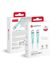 Cable USB C to USB C Forcell F-Energy QC4.0 PD 5A 100W Silicone 1 m C347 blue