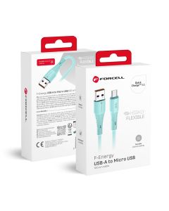Cable USB A to Micro USB Forcell F-Energy QC3.0 2 4A 18W Silicone 1 m C341 blue