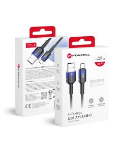Cable USB A to USB C Forcell F-Energy QC4.0 3A 66W Gradient 1 m C352 black