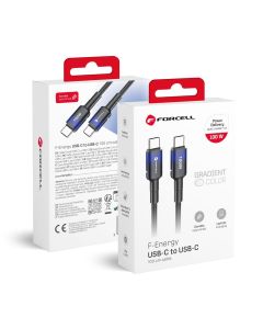 Cable USB C to USB C Forcell F-Energy QC4.0 PD 5A 100W Gradient 1 m C357 black