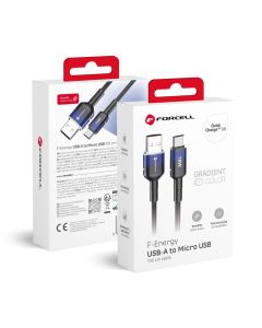 Cable USB A to Micro USB Forcell F-Energy QC3.0 2 4A 18W Gradient 1 m C351 black