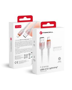 Cable USB A to Lightning Forcell F-Energy 2 4A 12W Gradient 1 m C353 white